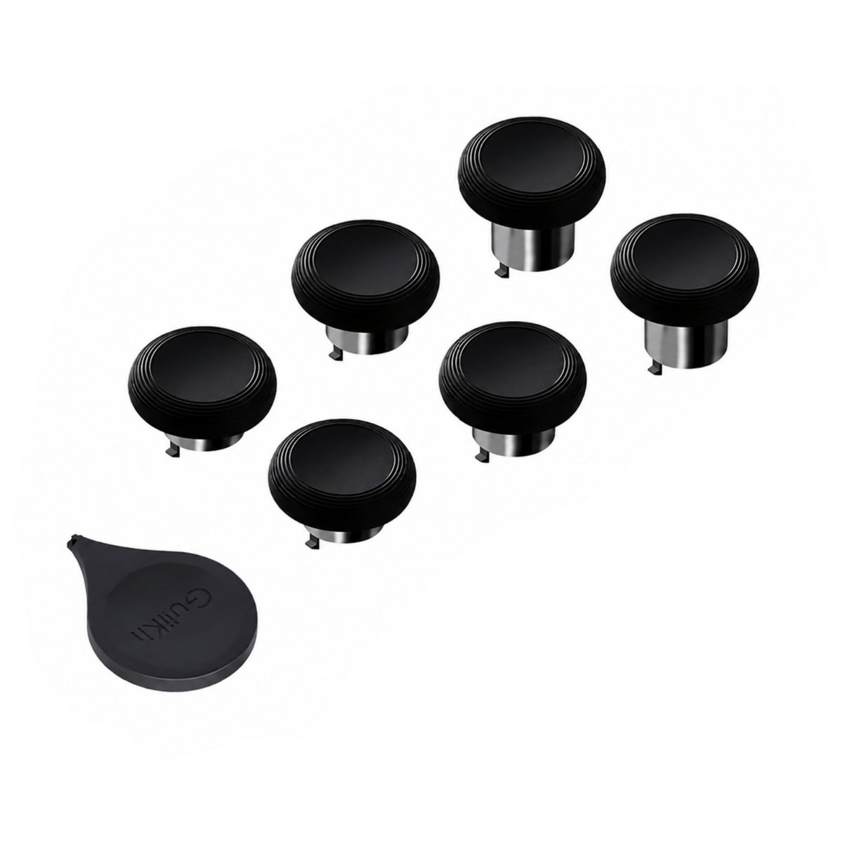 Sechs schwarze austauschbare Controller-Thumbsticks mit Einstellwerkzeug