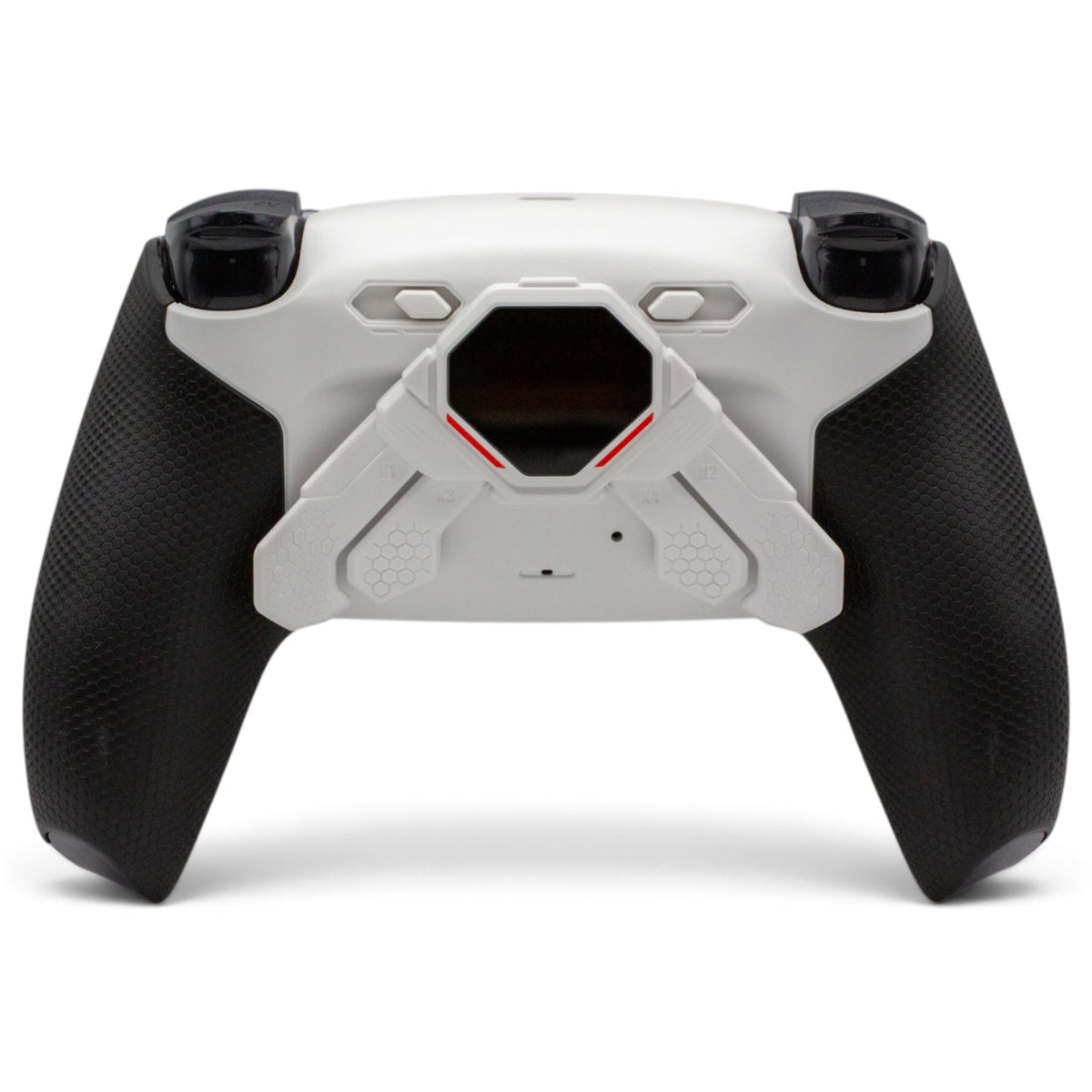 Peacock Spider Style PS5 Pro Controller mit TMR-Sticks – Rückansicht mit vier Paddles und OLED-Display