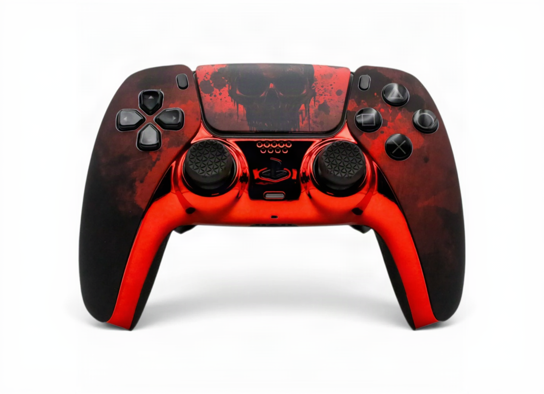 Red Skull PS5 Pro Controller mit TMR-Sticks – Frontansicht
