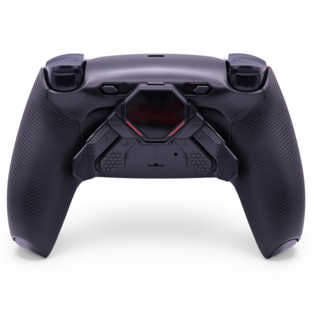 Sakura PS5 Pro Controller mit TMR-Sticks – Rückansicht mit vier Paddles und OLED-Display