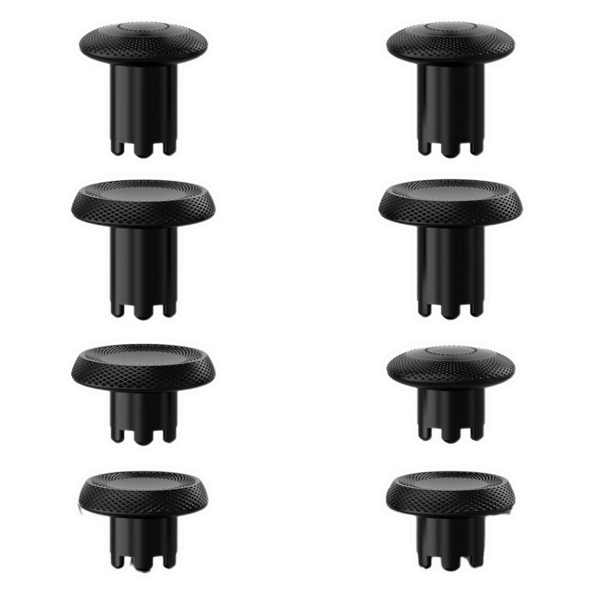 Acht schwarze austauschbare Controller-Thumbsticks in verschiedenen Höhen