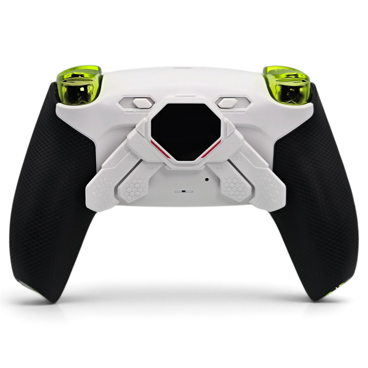 Zoro Max PS5 Pro Controller mit TMR-Sticks – Rückansicht mit vier Paddles und OLED-Display